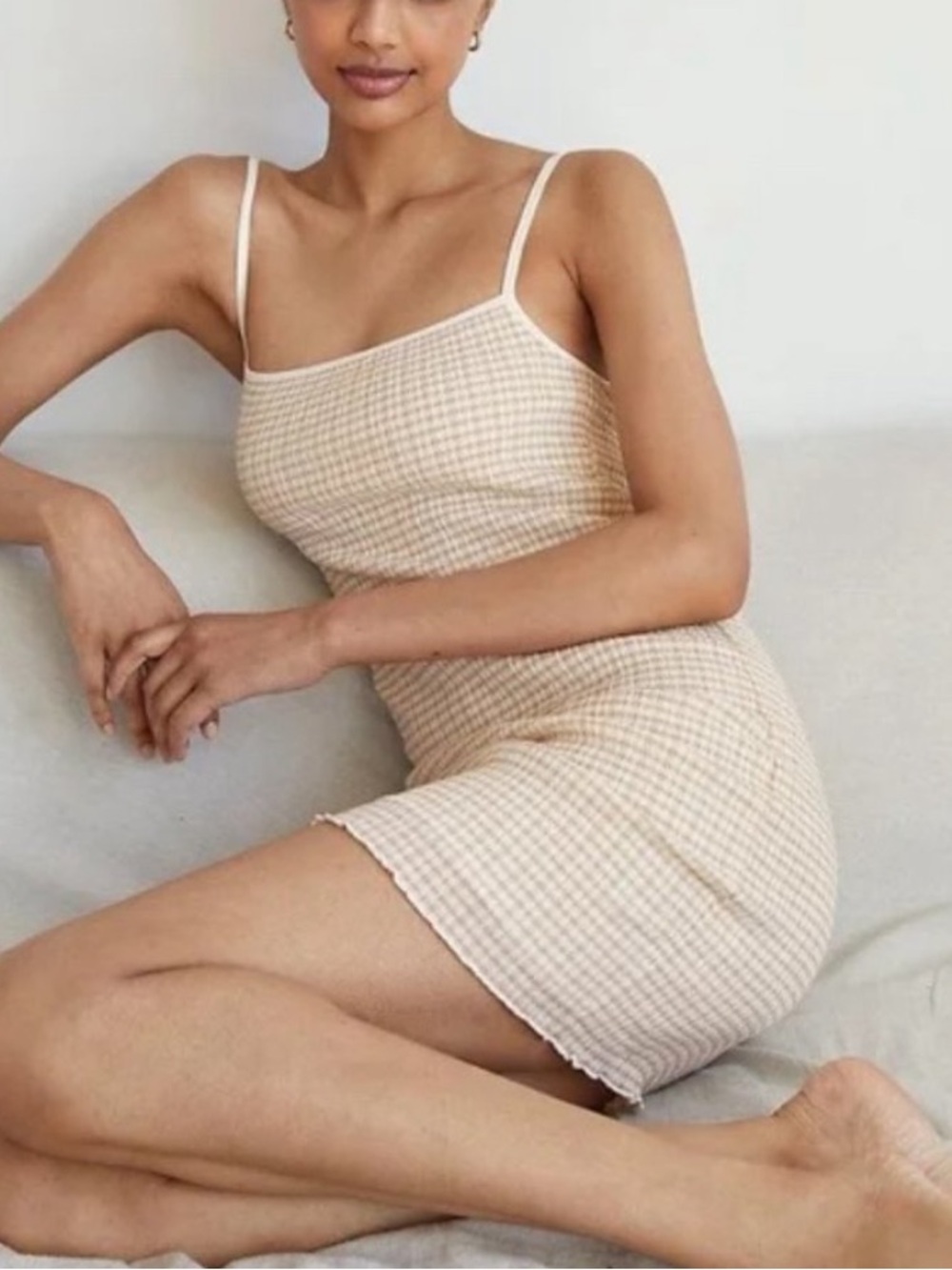 Aritzia Wilfred Gingham Jazz Seersucker Mini Dress Sz S Article 76953 Stretchy